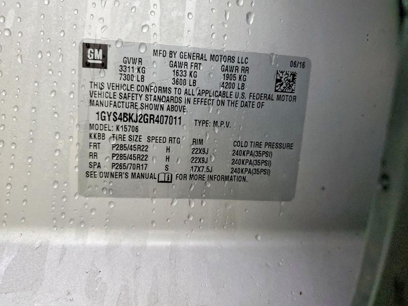 Продаж на аукціоні авто 2016 Cadillac Escalade, vin: 1GYS4BKJ2GR407011, номер лоту: 75655525