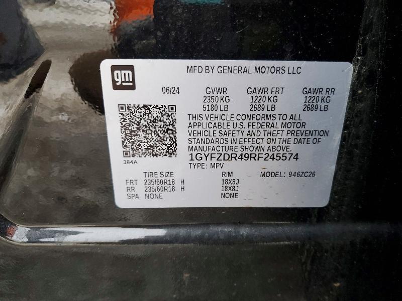 76148555 :رقم المزاد ، 1GYFZDR49RF245574 vin ، 2024 Cadillac Xt4 مزاد بيع