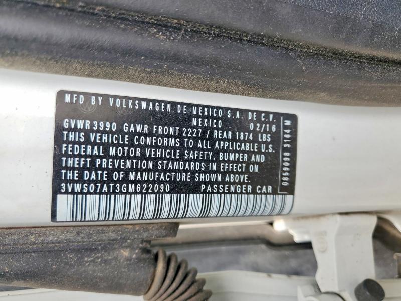 2016 Volkswagen Beetle მანქანა იყიდება აუქციონზე, vin: 3VWS07AT3GM622090, აუქციონის ნომერი: 78897645