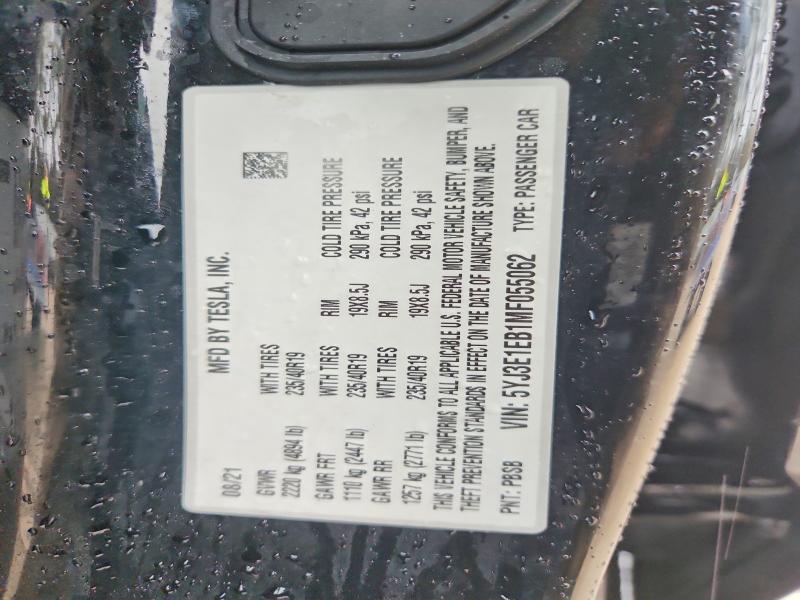 Aukcja sprzedaży 2021 Tesla Model 3, vin: 5YJ3E1EB1MF055062, numer aukcji: 79171825