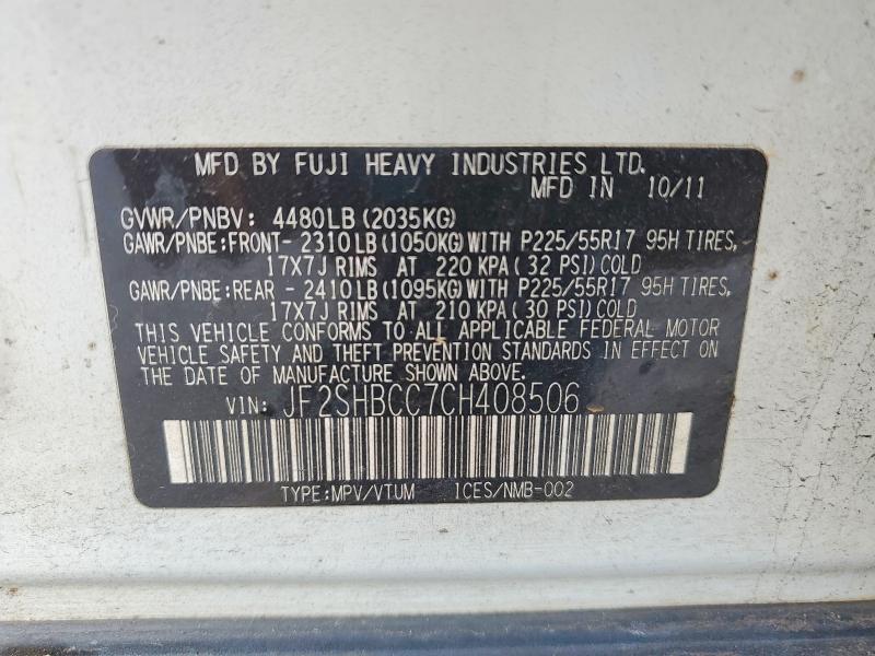 Продаж на аукціоні авто 2012 Subaru Forester, vin: JF2SHBCC7CH408506, номер лоту: 76297135