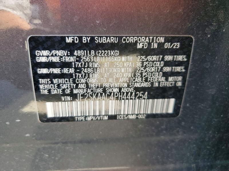 Aukcja sprzedaży 2023 Subaru Forester, vin: JF2SKAAC4PH444254, numer aukcji: 79267865