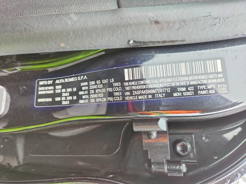 Продаж на аукціоні авто 2021 Alfa Romeo Stelvio, vin: ZASPAKBN9M7D01712, номер лоту: 77891495
