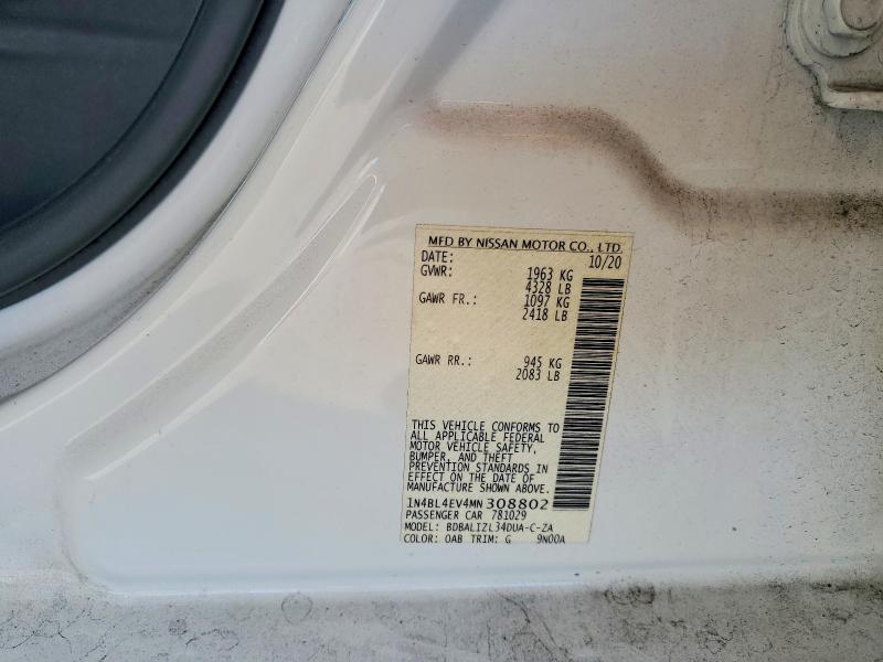 Продажа на аукционе авто 2021 Nissan Altima, vin: 1N4BL4EV4MN308802, номер лота: 78842095