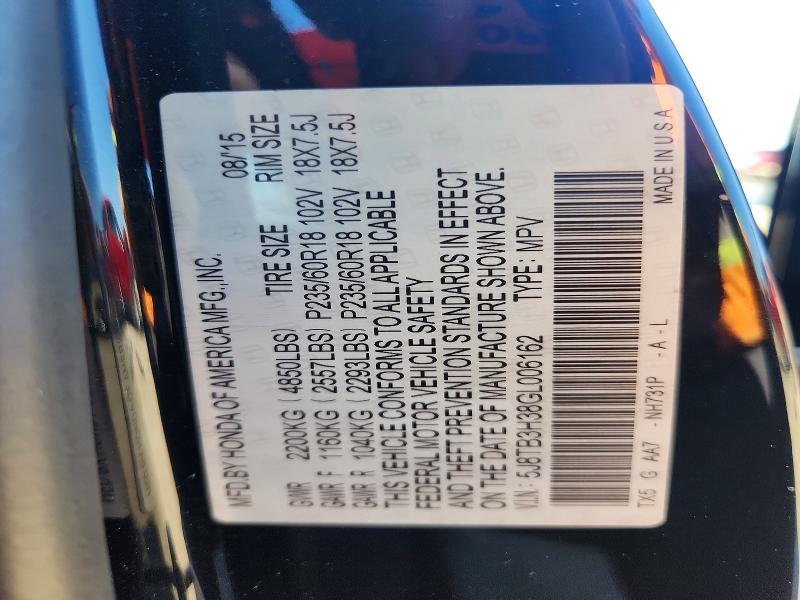 75596455 :رقم المزاد ، 5J8TB3H38GL006162 vin ، 2016 Acura Rdx مزاد بيع