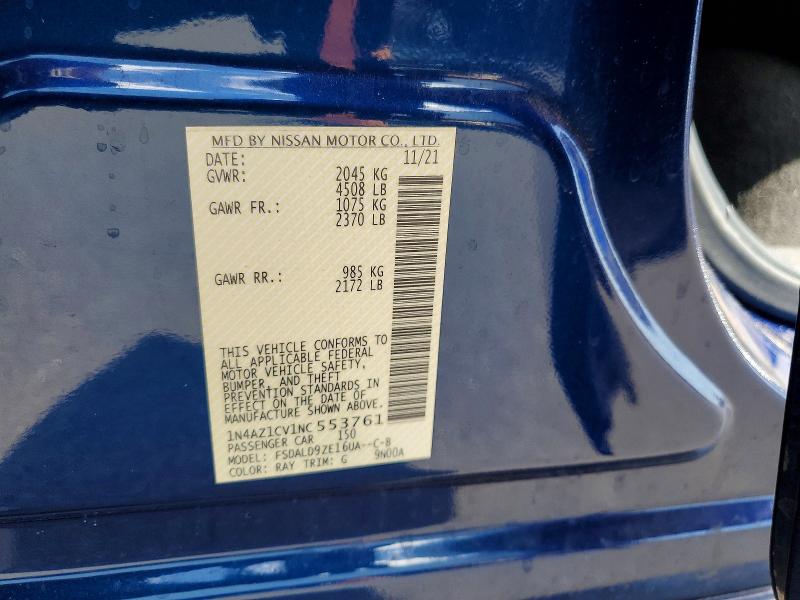 Продаж на аукціоні авто 2022 Nissan Leaf, vin: 1N4AZ1CV1NC553761, номер лоту: 78434325