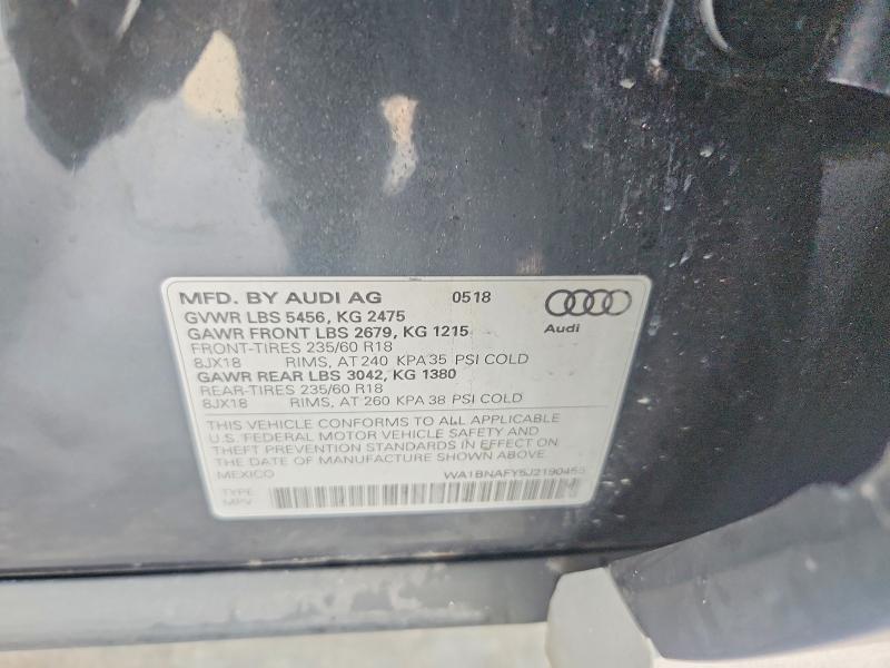 Aukcja sprzedaży 2018 Audi Q5, vin: WA1BNAFY5J2190455, numer aukcji: 78244885