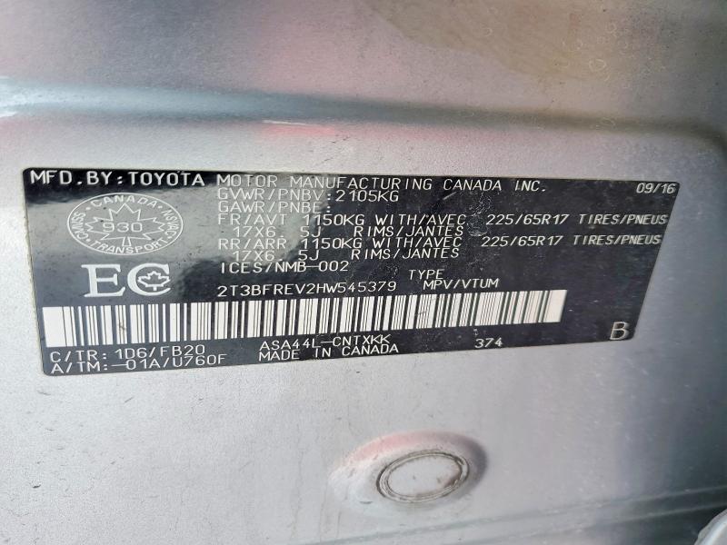 2017 Toyota Rav4 მანქანა იყიდება აუქციონზე, vin: 2T3BFREV2HW545379, აუქციონის ნომერი: 75596635