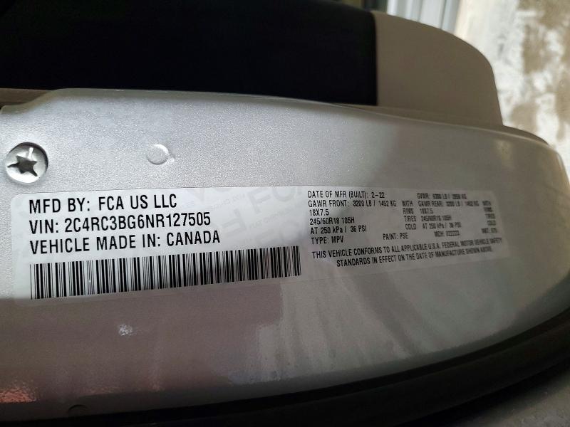 Продаж на аукціоні авто 2022 Chrysler Pacifica, vin: 2C4RC3BG6NR127505, номер лоту: 78878675