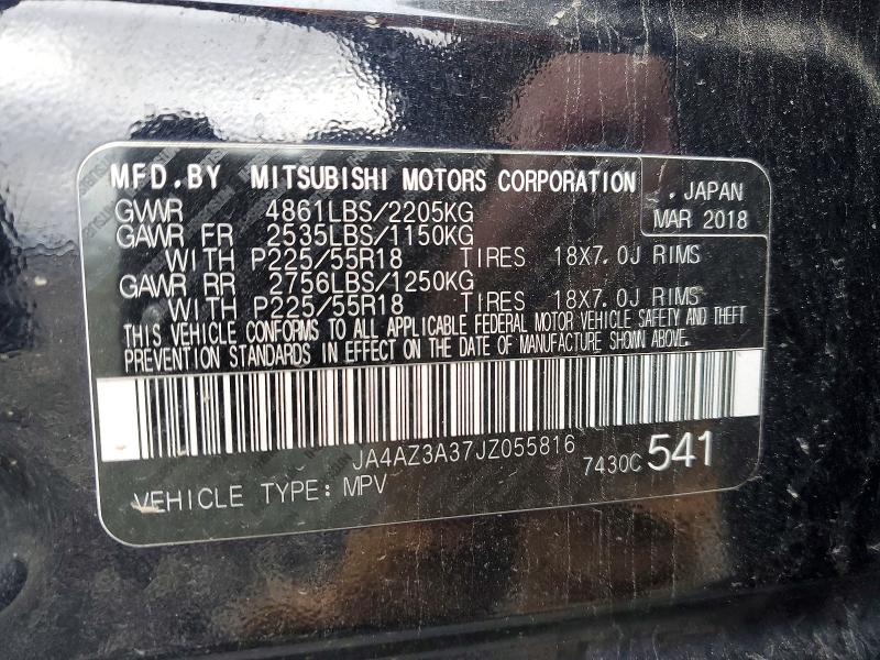 Продаж на аукціоні авто 2018 Mitsubishi Outlander, vin: JA4AZ3A37JZ055816, номер лоту: 76193045