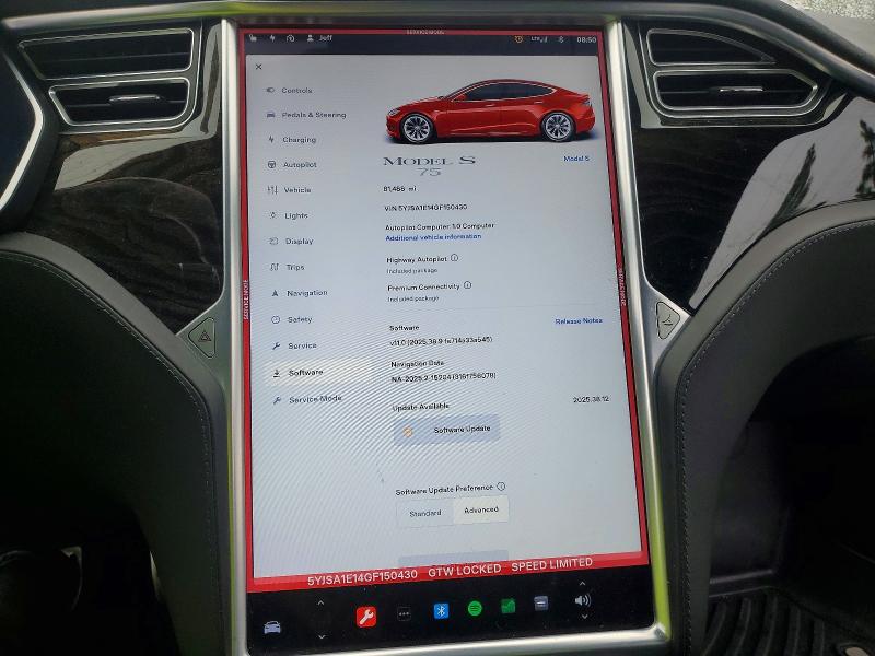 2016 Tesla Model S მანქანა იყიდება აუქციონზე, vin: 5YJSA1E14GF150430, აუქციონის ნომერი: 76761845
