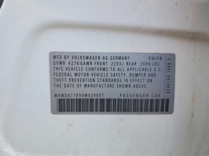 75315535 :رقم المزاد ، WVWDA71K99W024007 vin ، 2009 Volkswagen Rabbit مزاد بيع