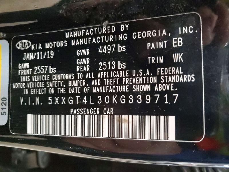 76168485 :رقم المزاد ، 5XXGT4L30KG339717 vin ، 2019 Kia Optima مزاد بيع