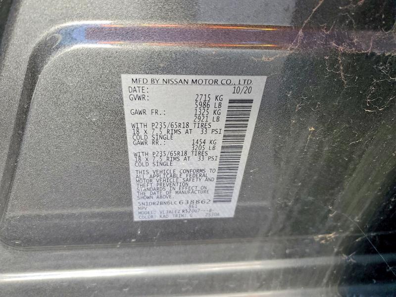 Продаж на аукціоні авто 2020 Nissan Pathfinder, vin: 5N1DR2BN6LC638862, номер лоту: 76713075