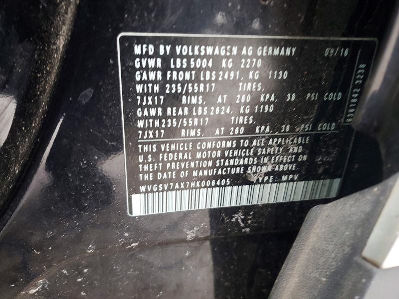75223315 :رقم المزاد ، WVGSV7AX7HK006405 vin ، 2017 Volkswagen Tiguan مزاد بيع