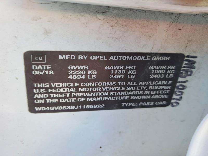 Aukcja sprzedaży 2018 Buick Regal Tourx, vin: W04GV8SX9J1155922, numer aukcji: 75649445