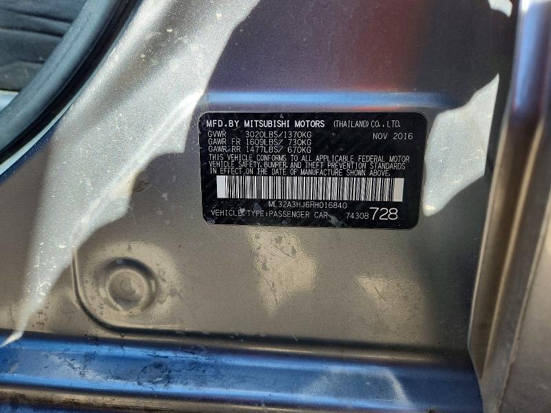 Продаж на аукціоні авто 2017 Mitsubishi Mirage, vin: ML32A3HJ6HH016840, номер лоту: 77987145
