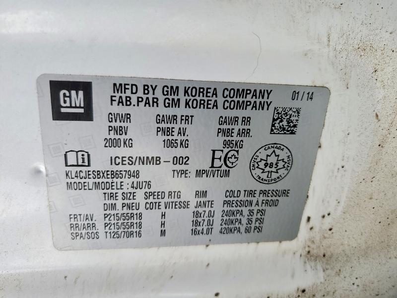 Aukcja sprzedaży 2014 Buick Encore, vin: KL4CJESBXEB657948, numer aukcji: 93238285