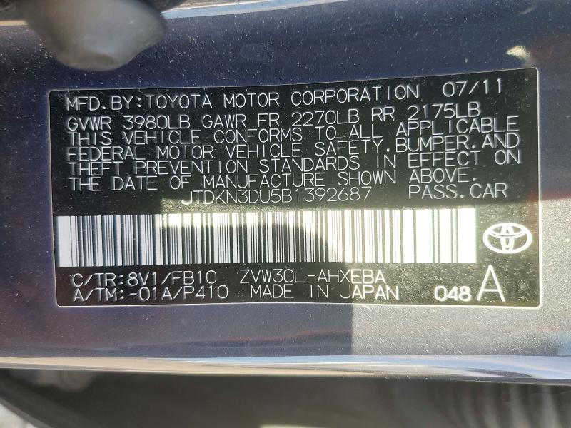Aukcja sprzedaży 2011 Toyota Prius, vin: JTDKN3DU5B1392687, numer aukcji: 77096865