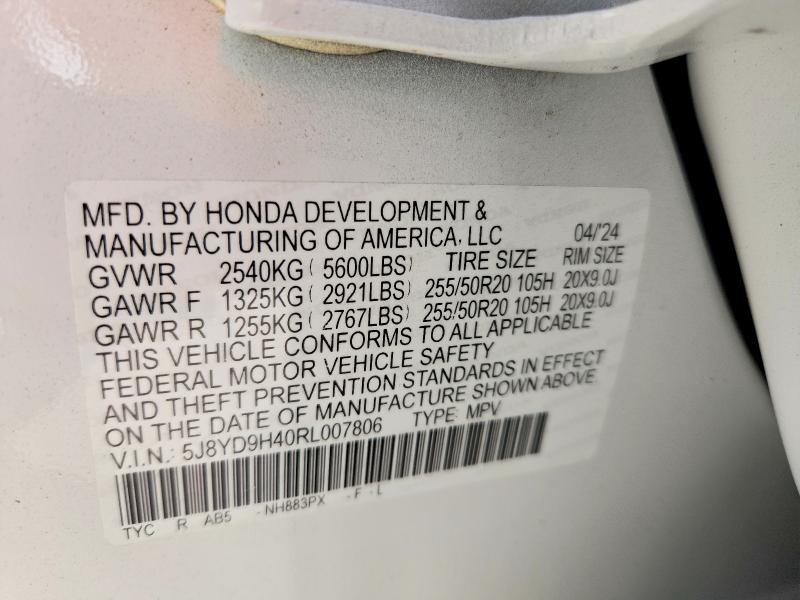 Aukcja sprzedaży 2024 Acura Mdx, vin: 5J8YD9H40RL007806, numer aukcji: 77597725