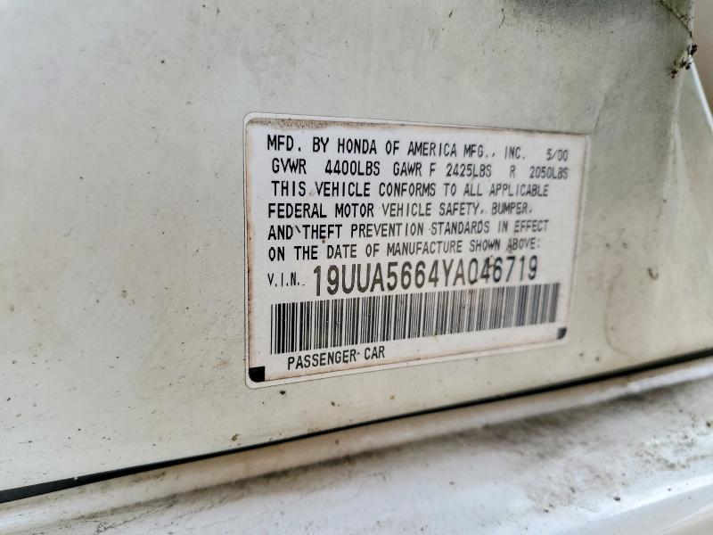 78050455 :رقم المزاد ، 19UUA5664YA046719 vin ، 2000 Acura 3.2tl مزاد بيع
