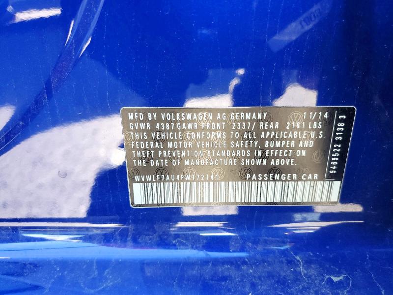 79103385 :رقم المزاد ، WVWLF7AU4FW172141 vin ، 2015 Volkswagen Golf Tdi S Manual مزاد بيع