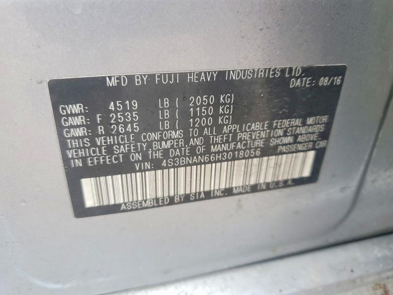 78173475 :رقم المزاد ، 4S3BNAN66H3018056 vin ، 2017 Subaru Legacy مزاد بيع