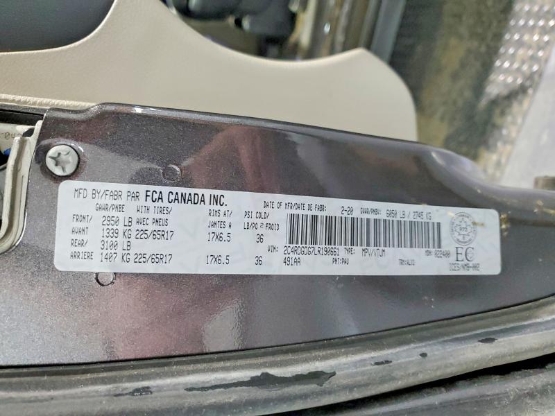 2020 Dodge Grand Caravan მანქანა იყიდება აუქციონზე, vin: 2C4RDGDG7LR190661, აუქციონის ნომერი: 78057165