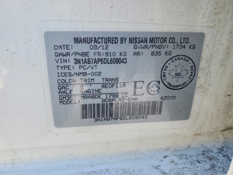 Продажа на аукционе авто 2013 Nissan Sentra 1.8 Sr 4dr, vin: 3N1AB7AP6DL609043, номер лота: 75310605