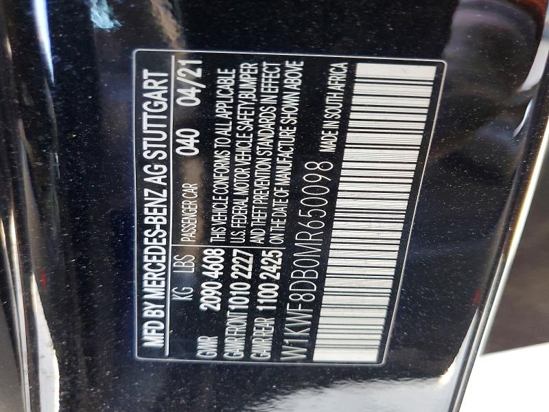 77414685 :رقم المزاد ، W1KWF8DB0MR650098 vin ، 2021 Mercedes-benz C مزاد بيع