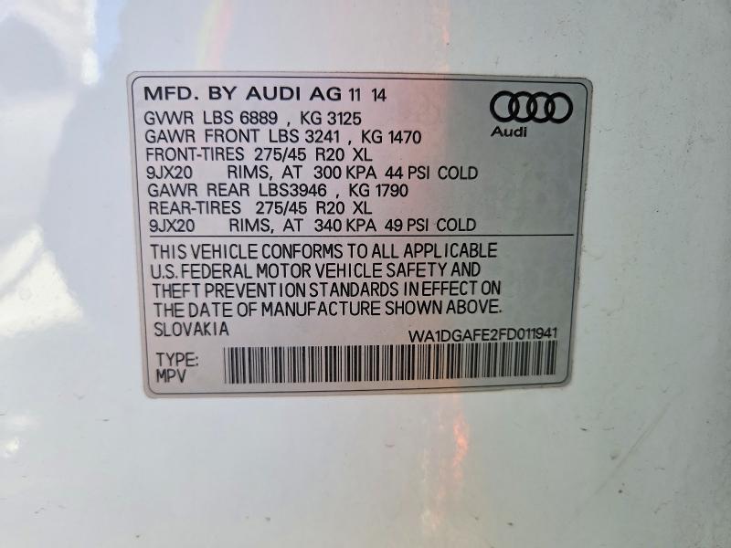 2015 Audi Q7 მანქანა იყიდება აუქციონზე, vin: WA1DGAFE2FD011941, აუქციონის ნომერი: 77372915