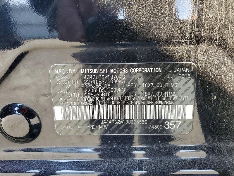 Aukcja sprzedaży 2018 Mitsubishi Outlander, vin: JA4AR3AW1JU025556, numer aukcji: 76273805