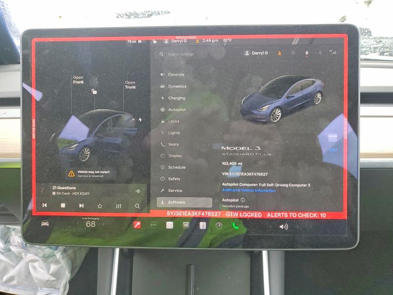 Aukcja sprzedaży 2019 Tesla Model 3, vin: 5YJ3E1EA3KF476527, numer aukcji: 77535335