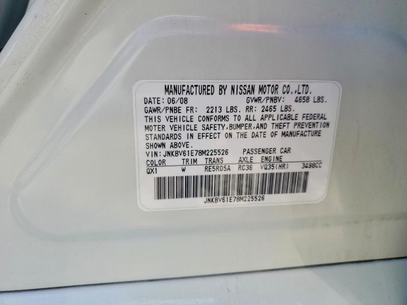 79103585 :رقم المزاد ، JNKBV61E78M225526 vin ، 2008 Infiniti G35 مزاد بيع