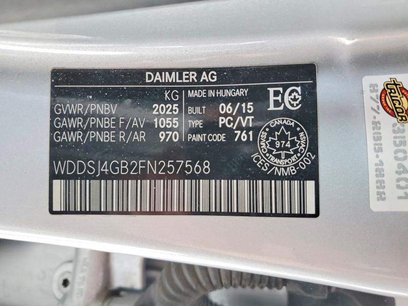 Продаж на аукціоні авто 2015 Mercedes-benz Cla, vin: WDDSJ4GB2FN257568, номер лоту: 76265945