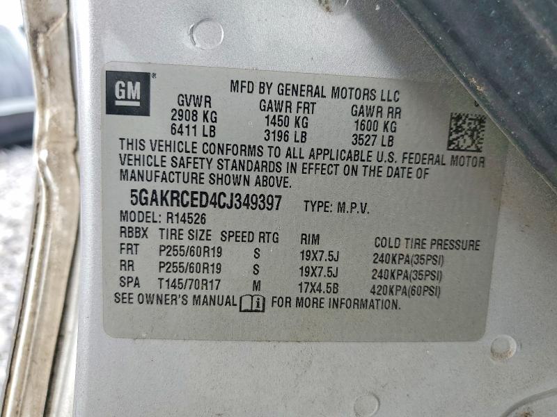 Aukcja sprzedaży 2012 Buick Enclave, vin: 5GAKRCED4CJ349397, numer aukcji: 76463205