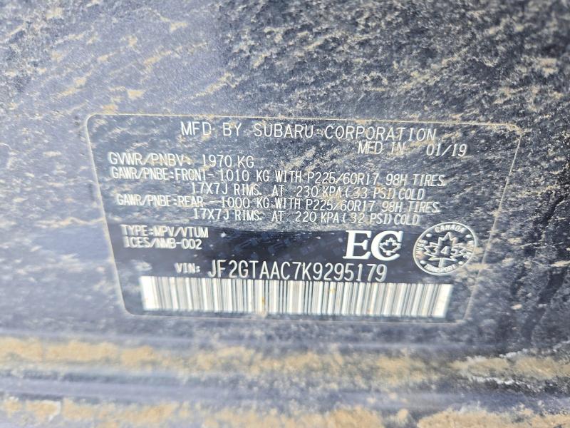 2019 Subaru Crosstrek მანქანა იყიდება აუქციონზე, vin: JF2GTAAC7K9295179, აუქციონის ნომერი: 72617235