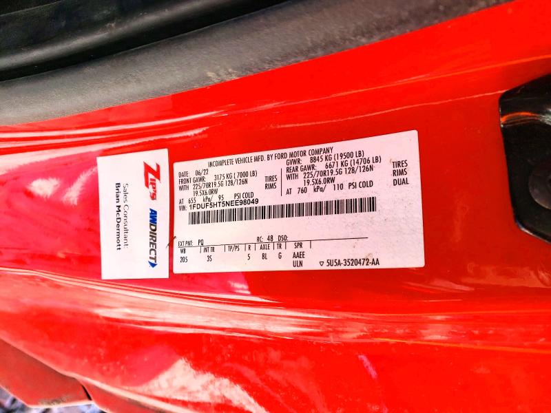 Aukcja sprzedaży 2022 Ford F550, vin: 1FDUF5HT5NEE98049, numer aukcji: 76229355