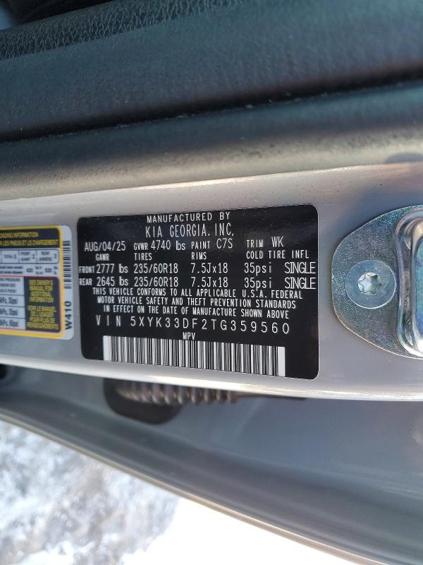75782645 :رقم المزاد ، 5XYK33DF2TG359560 vin ، 2026 Kia Sportage مزاد بيع