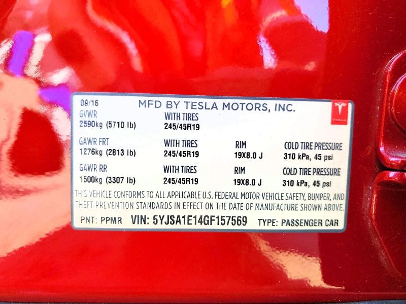 Продажа на аукционе авто 2016 Tesla Model S, vin: 5YJSA1E14GF157569, номер лота: 78037345