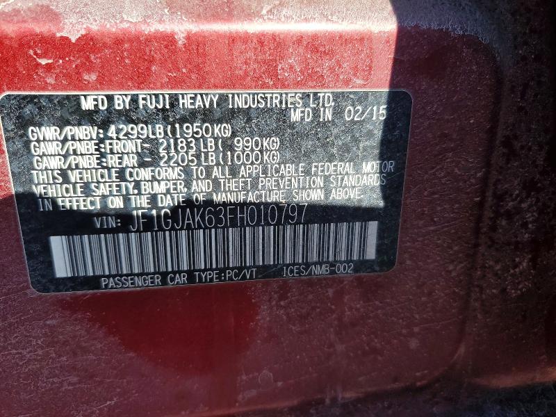 Продаж на аукціоні авто 2015 Subaru Impreza, vin: JF1GJAK63FH010797, номер лоту: 77113845