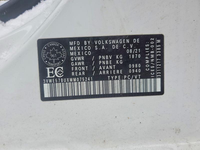 78689725 :رقم المزاد ، 3VWE57BUXMM075241 vin ، 2021 Volkswagen Jetta مزاد بيع