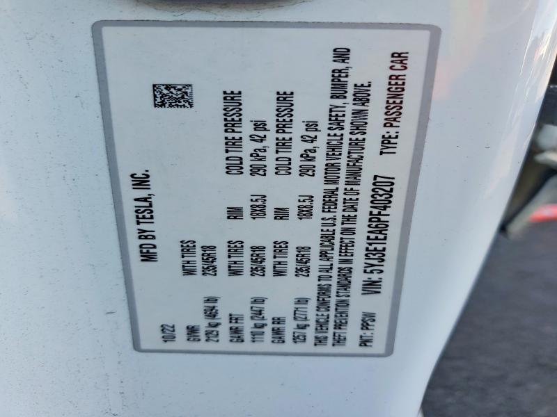 Продажа на аукционе авто 2023 Tesla Model 3, vin: 5YJ3E1EA6PF403207, номер лота: 76530635