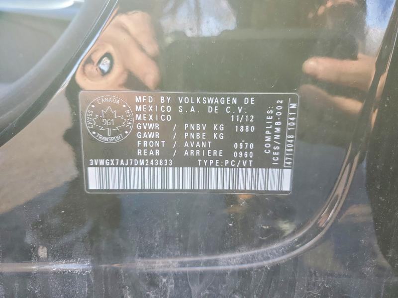78445215 :رقم المزاد ، 3VWGX7AJ7DM243833 vin ، 2013 Volkswagen Jetta مزاد بيع