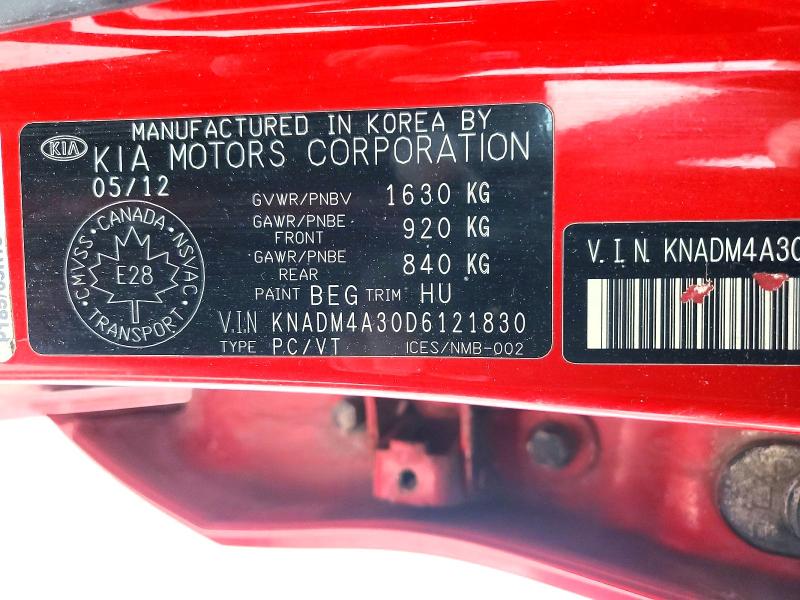 2013 Kia Rio Lx მანქანა იყიდება აუქციონზე, vin: KNADM4A30D6121830, აუქციონის ნომერი: 76949685