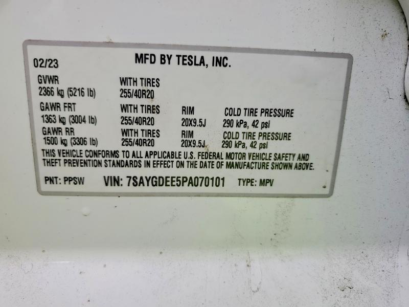 Продажа на аукционе авто 2023 Tesla Model Y, vin: 7SAYGDEE5PA070101, номер лота: 76828525