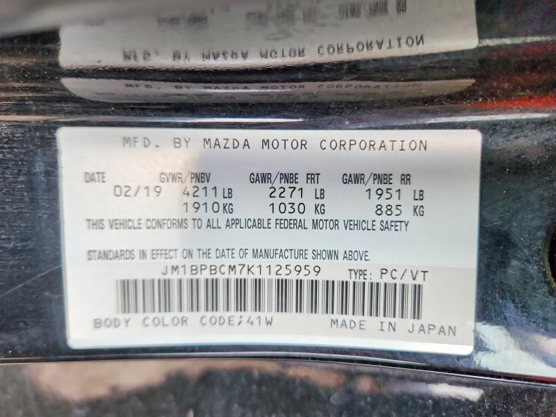 78560265 :رقم المزاد ، JM1BPBCM7K1125959 vin ، 2019 Mazda 3 مزاد بيع