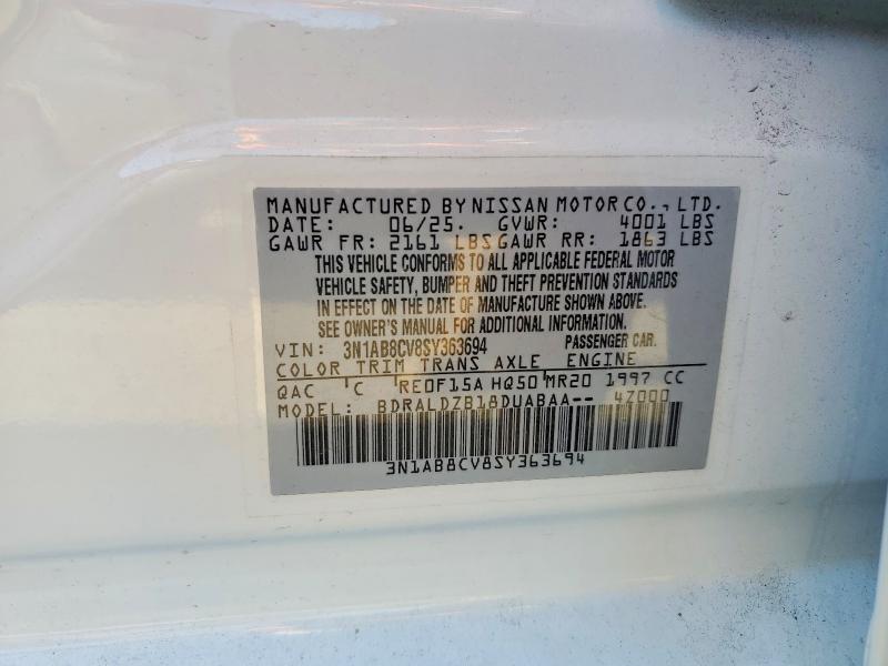 Продаж на аукціоні авто 2025 Nissan Sentra, vin: 3N1AB8CV8SY363694, номер лоту: 77803845