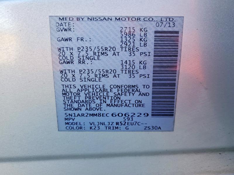 Aukcja sprzedaży 2014 Nissan Pathfinder, vin: 5N1AR2MM8EC606229, numer aukcji: 77019135