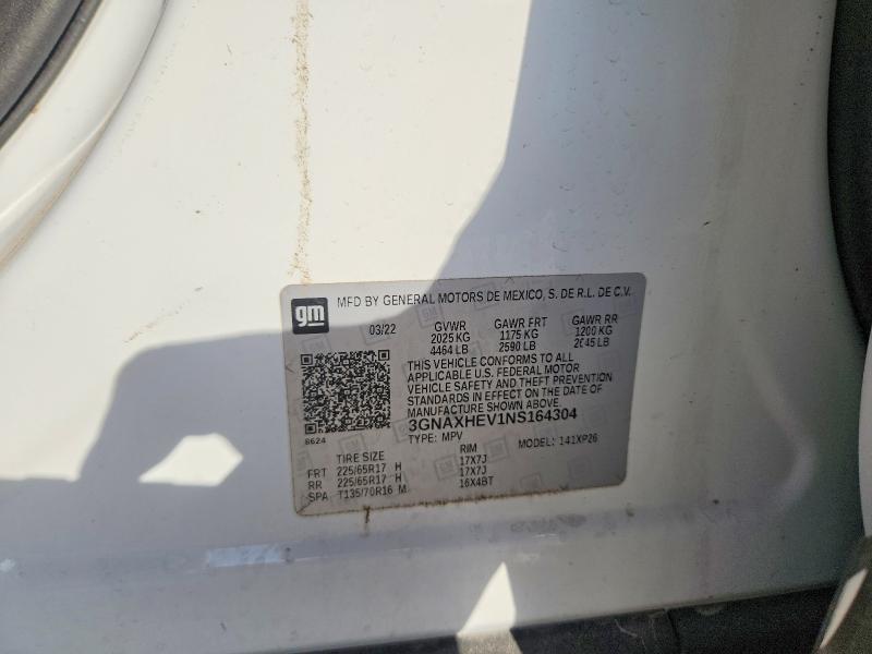 2022 Chevrolet Equinox მანქანა იყიდება აუქციონზე, vin: 3GNAXHEV1NS164304, აუქციონის ნომერი: 78748295